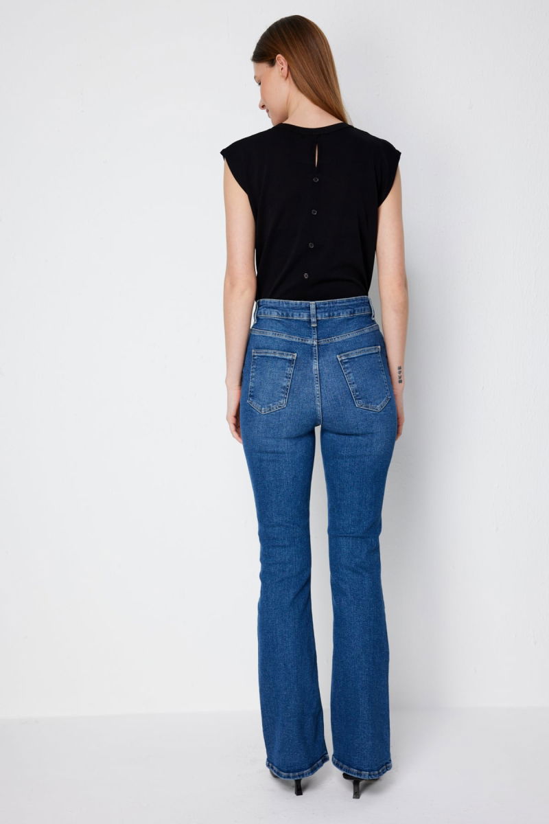 Ekol Kadın İspanyol Paça Beş Cep Kot Pantolon 4150 Blue - 4