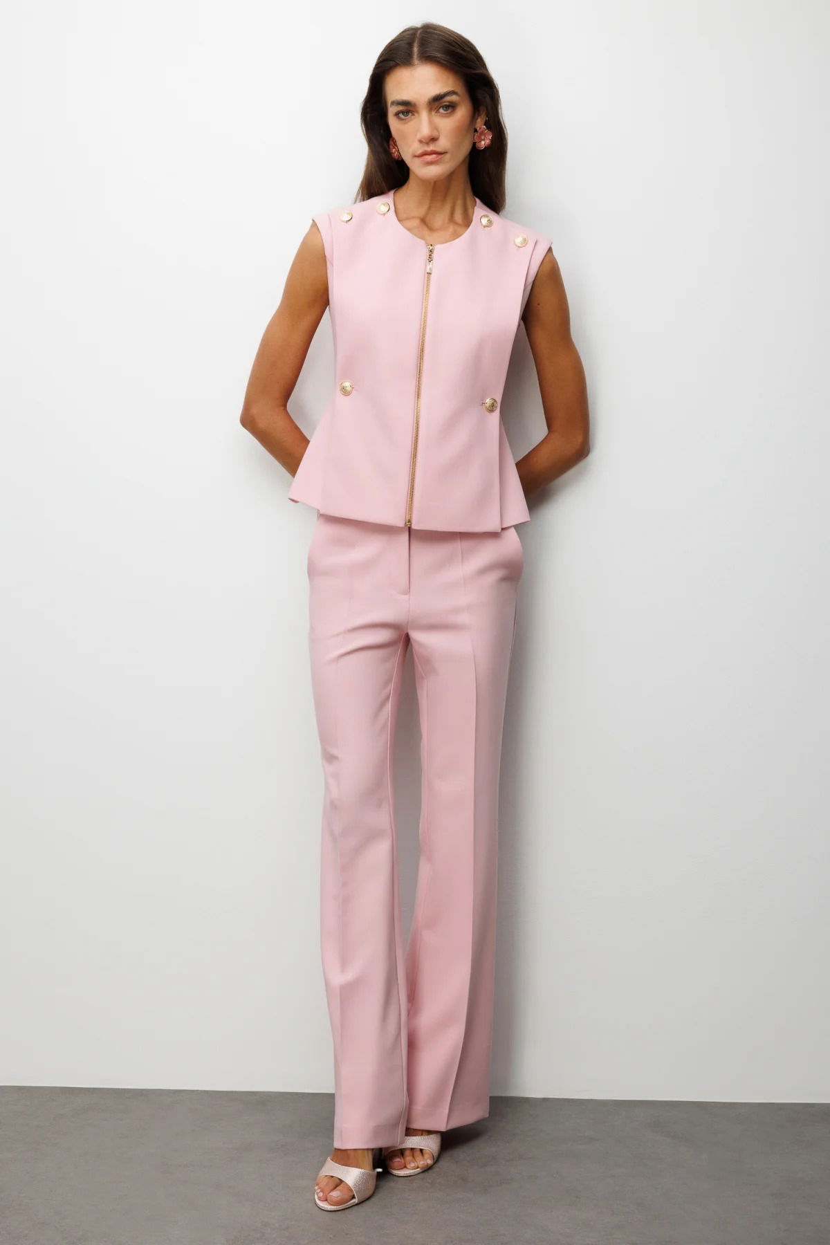 Ekol Kadın İspanyol Paça Düşük Bel Pantolon 1004 Pembe - 1