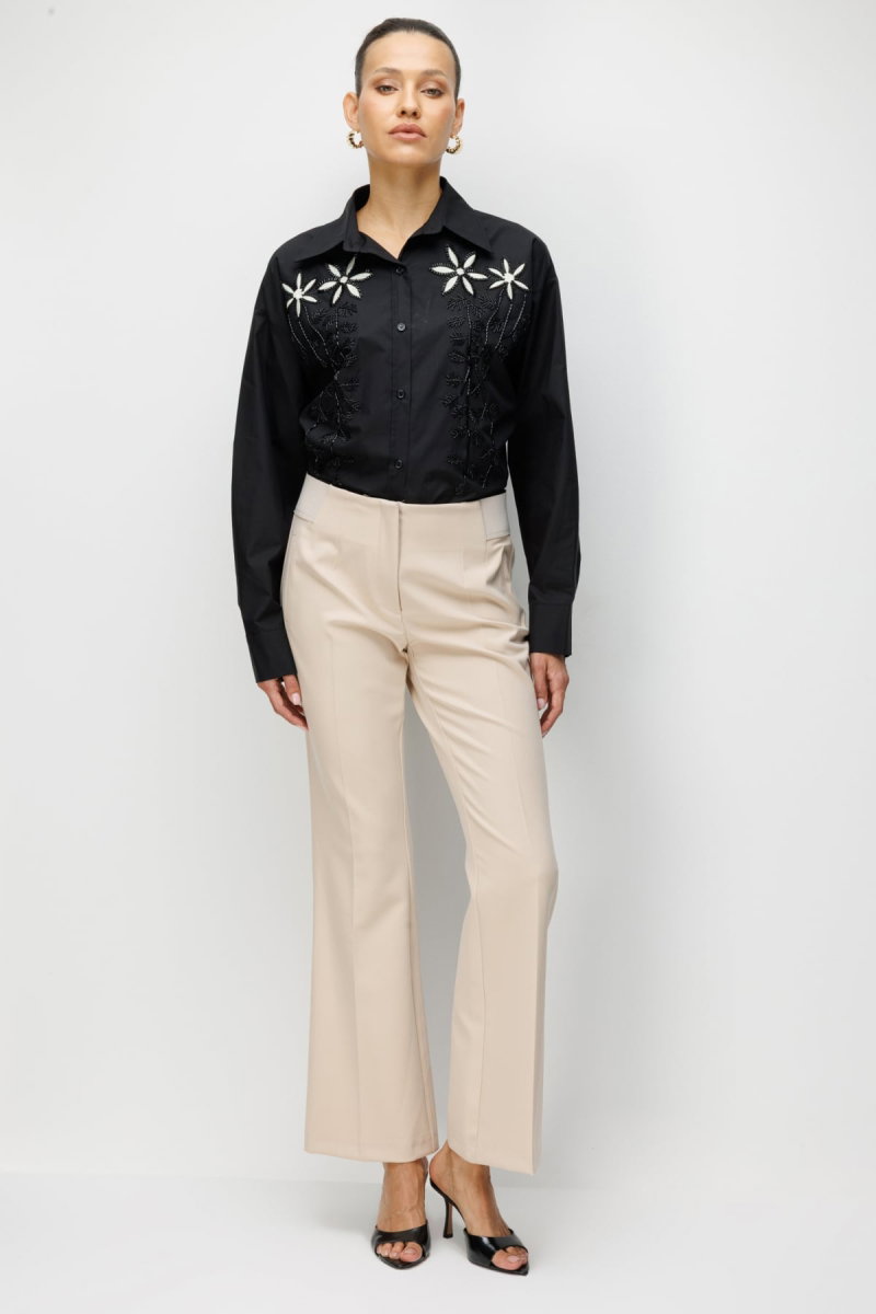 Ekol Kadın İspanyol Paça Lastikli Pantolon 4162 Bej - 2