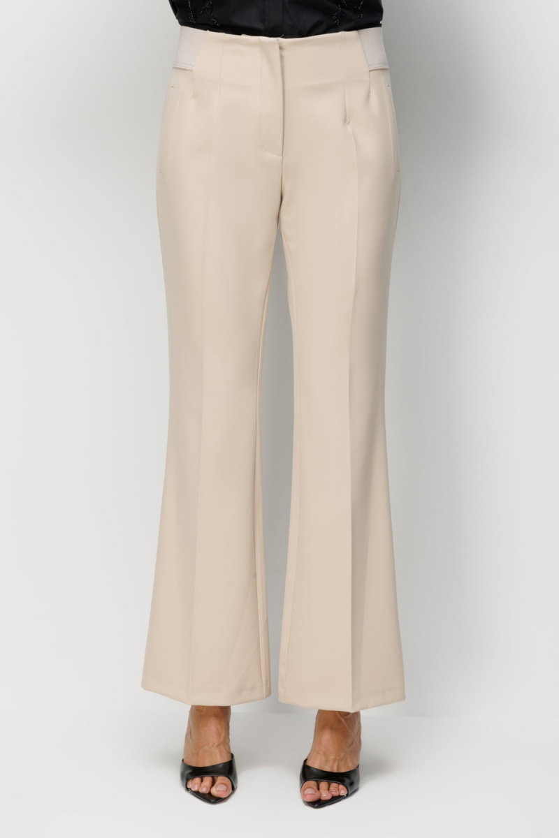 Ekol Kadın İspanyol Paça Lastikli Pantolon 4162 Bej - 3