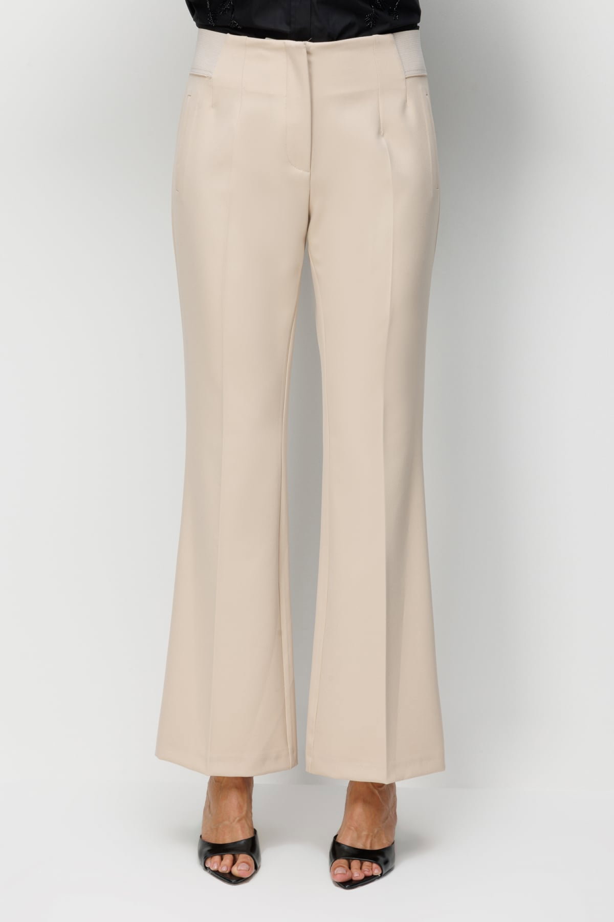 Ekol Kadın İspanyol Paça Lastikli Pantolon 4162 Bej - 3