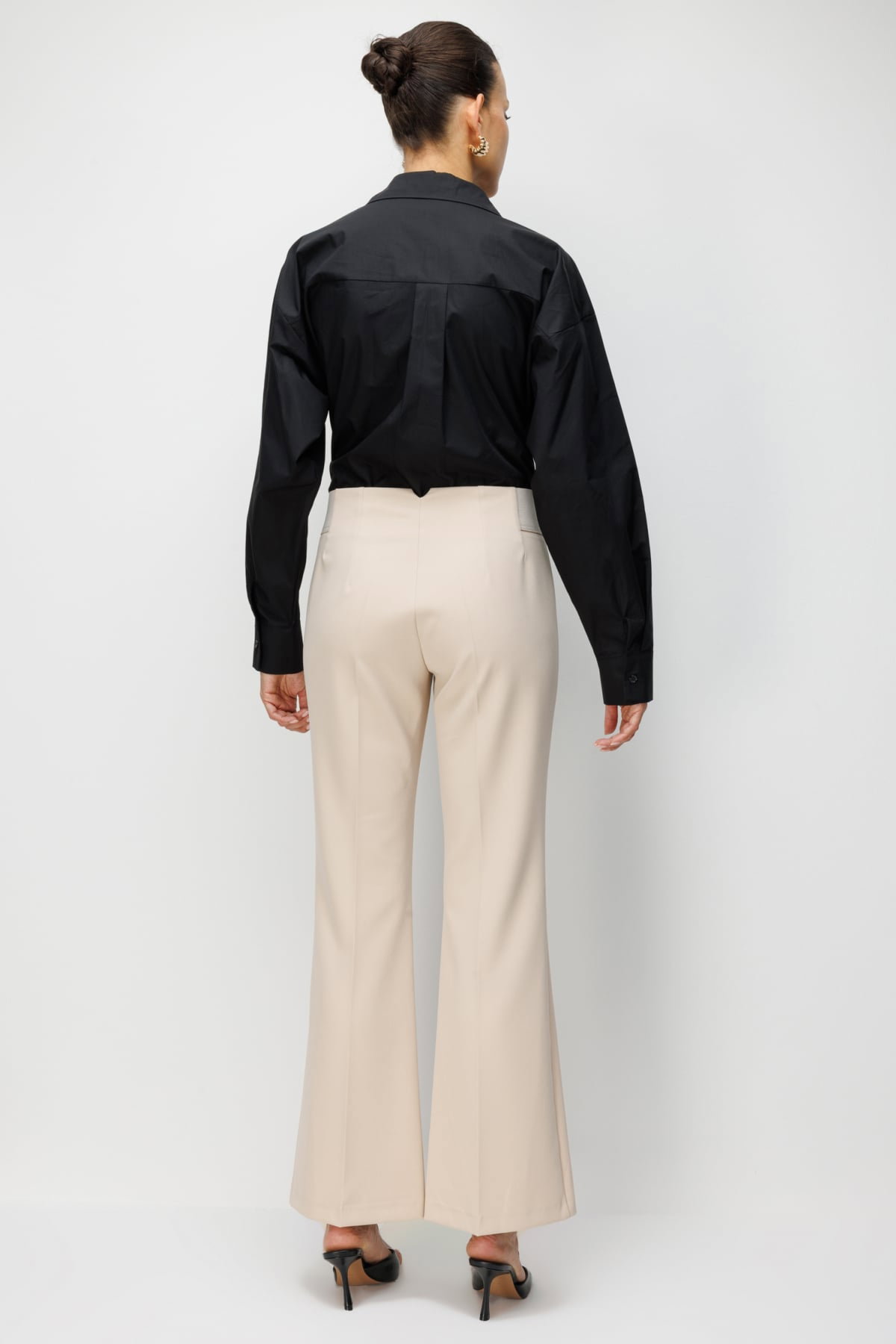 Ekol Kadın İspanyol Paça Lastikli Pantolon 4162 Bej - 4