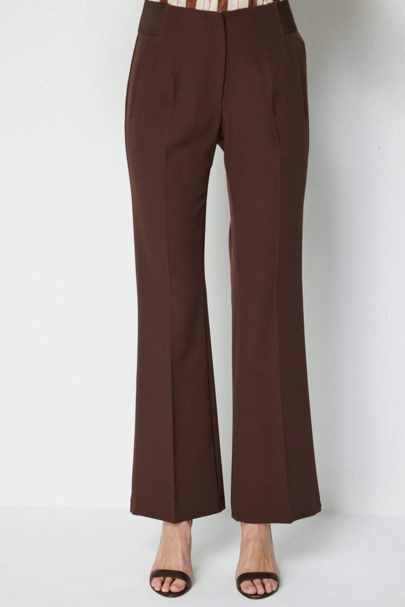 Ekol Kadın İspanyol Paça Lastikli Pantolon 4162 Kakao - 3