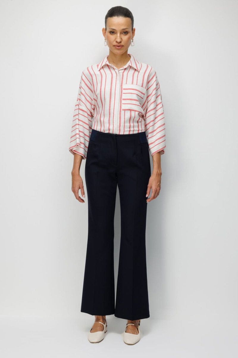 Ekol Kadın İspanyol Paça Lastikli Pantolon 4162 Lacivert 