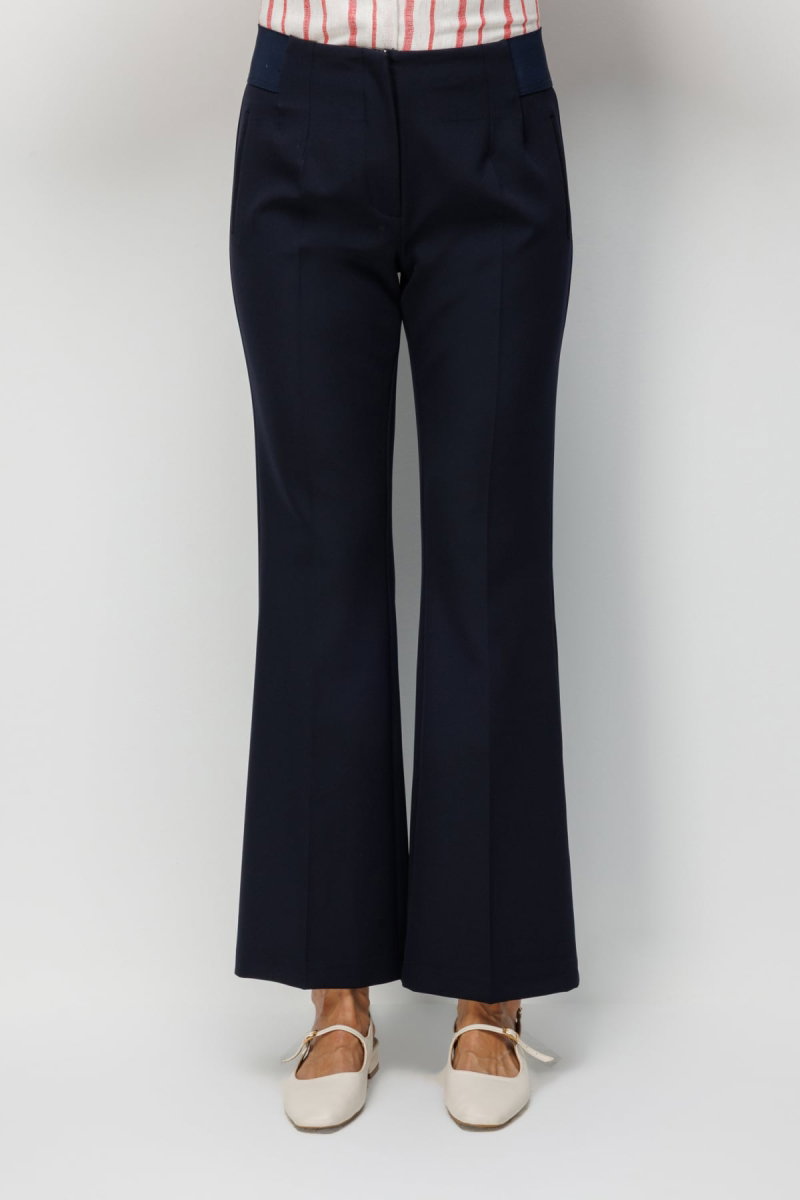 Ekol Kadın İspanyol Paça Lastikli Pantolon 4162 Lacivert - 3