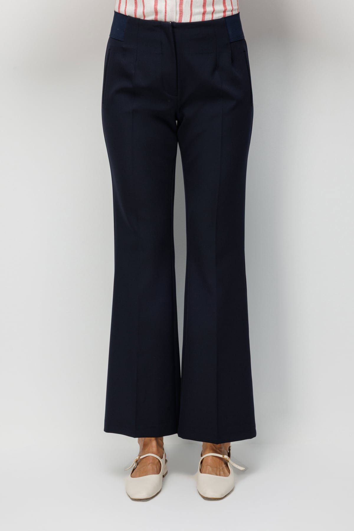 Ekol Kadın İspanyol Paça Lastikli Pantolon 4162 Lacivert - 3