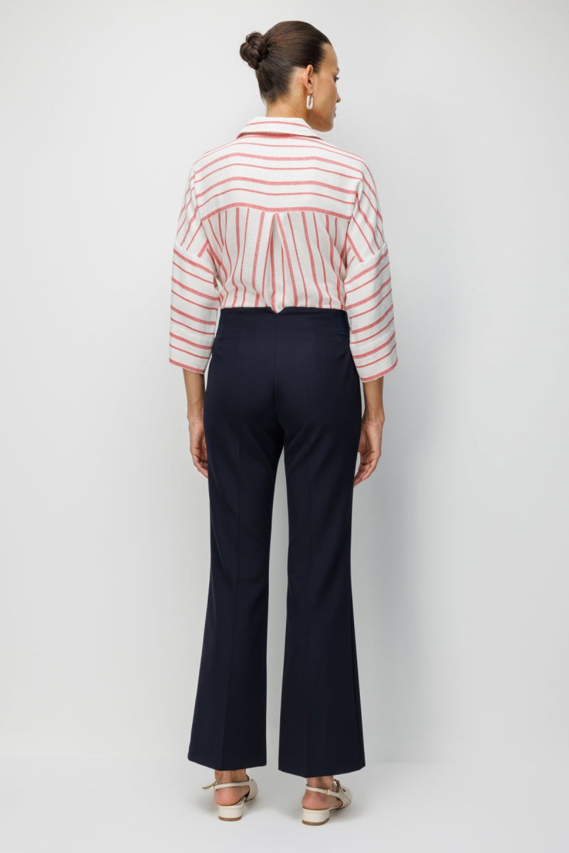 Ekol Kadın İspanyol Paça Lastikli Pantolon 4162 Lacivert - 4