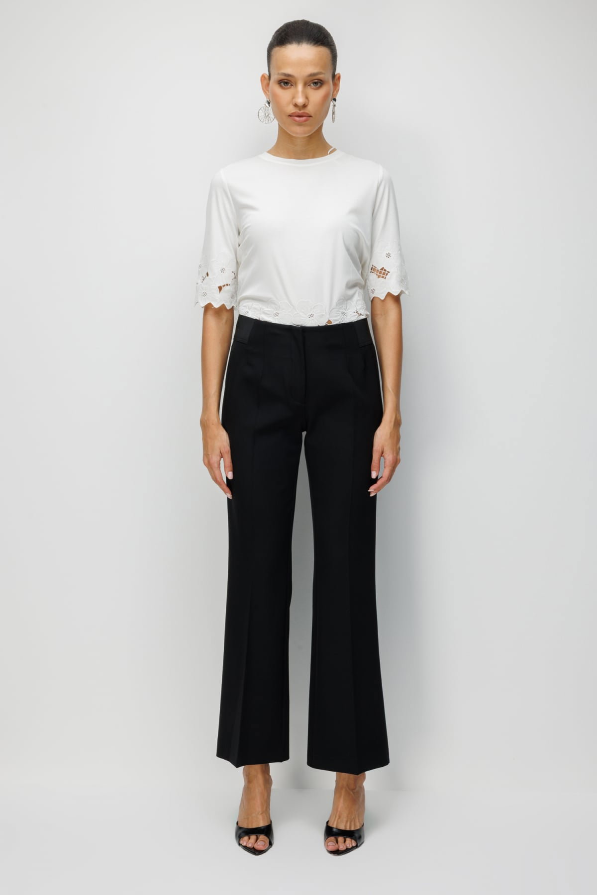 Ekol Kadın İspanyol Paça Lastikli Pantolon 4162 Siyah - 1