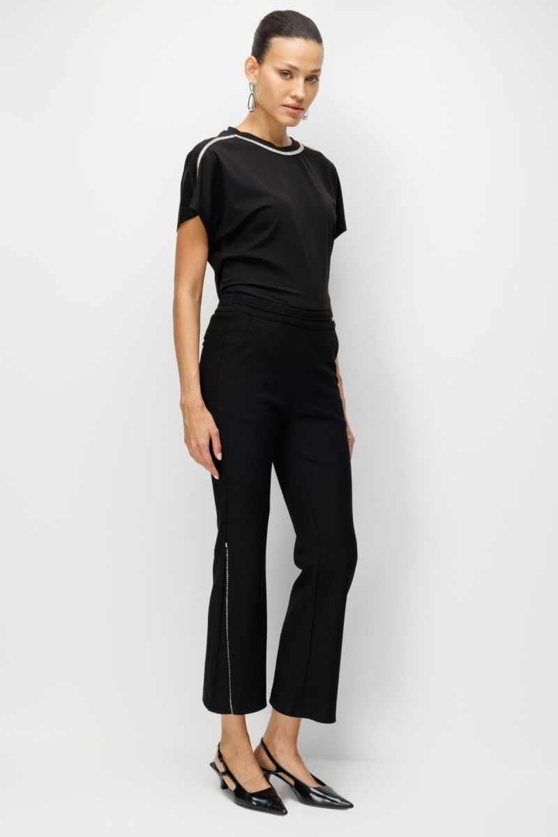 Ekol Kadın İspanyol Paça Taş İşlemeli Pantolon 4926 Siyah - 2