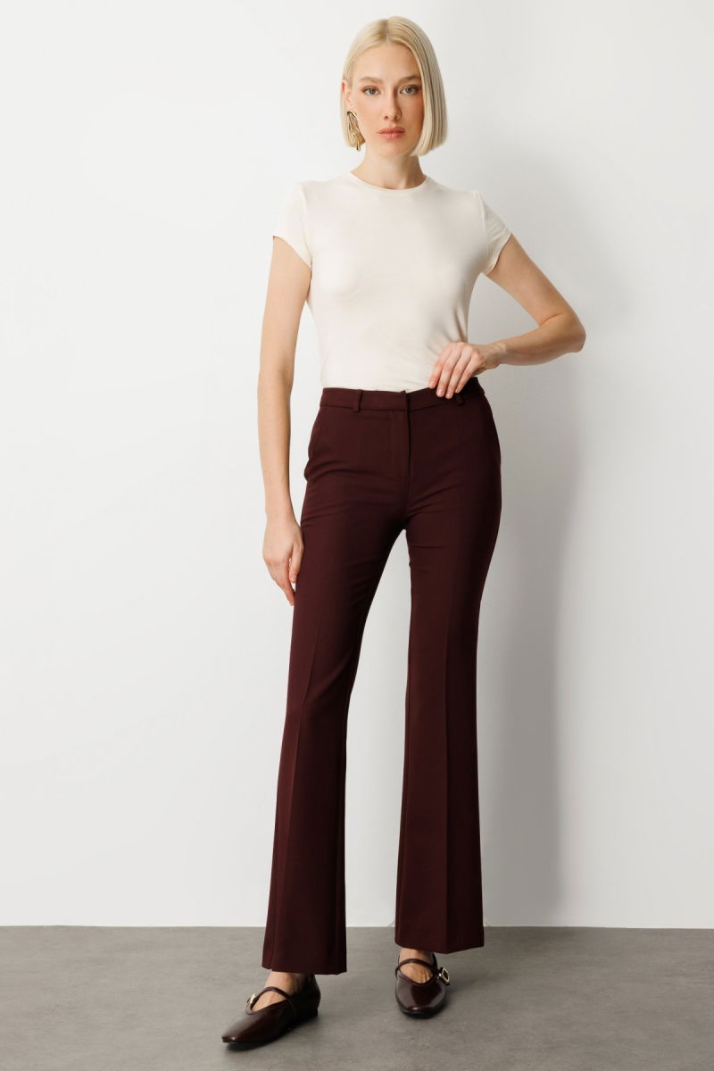 Ekol Kadın İspanyol Paça Yan Cepli Pantolon 5011 Bordo - 2