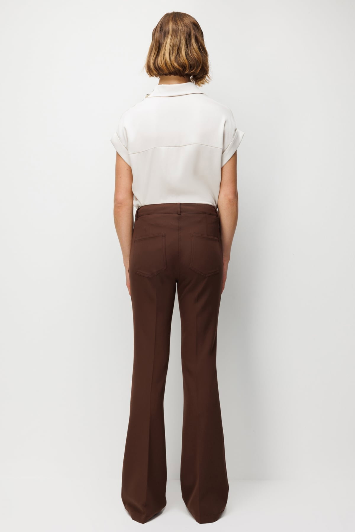 Ekol Kadın İspanyol Paça Yüksek Bel Pantolon 4064 Kakao - 4