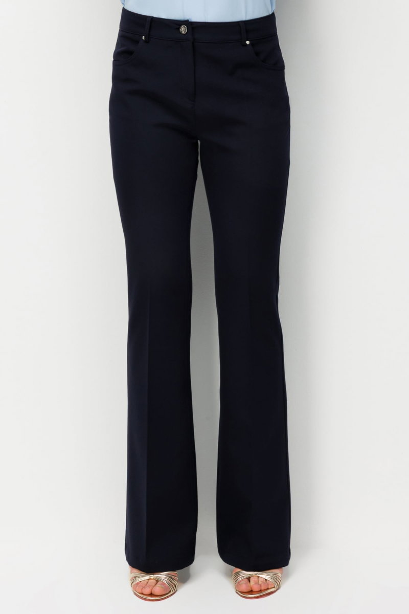 Ekol Kadın İspanyol Paça Yüksek Bel Pantolon 4064 Lacivert - 3