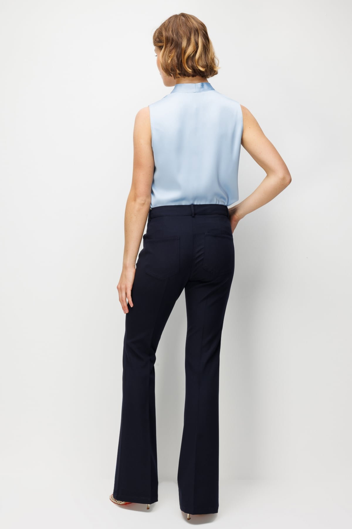 Ekol Kadın İspanyol Paça Yüksek Bel Pantolon 4064 Lacivert - 4
