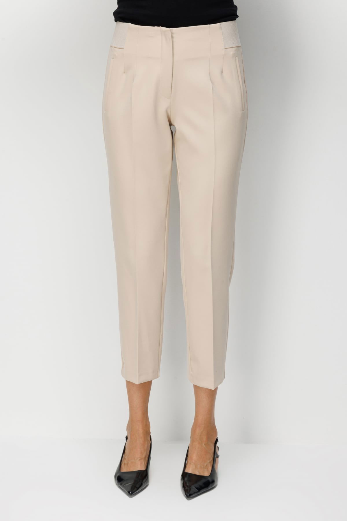 Ekol Kadın Kalın Lastikli Dar Paça Pantolon 4166 Bej - 3