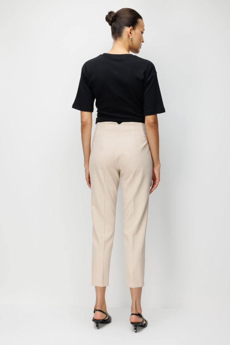 Ekol Kadın Kalın Lastikli Dar Paça Pantolon 4166 Bej - 4