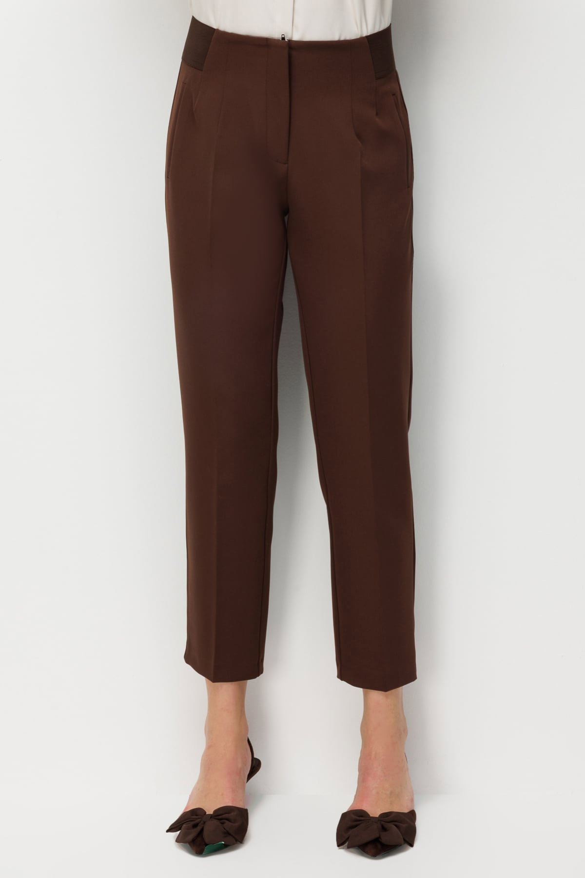 Ekol Kadın Kalın Lastikli Dar Paça Pantolon 4166 Kakao - 3