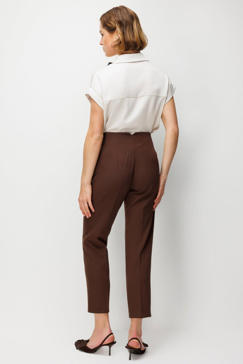 Ekol Kadın Kalın Lastikli Dar Paça Pantolon 4166 Kakao - 4