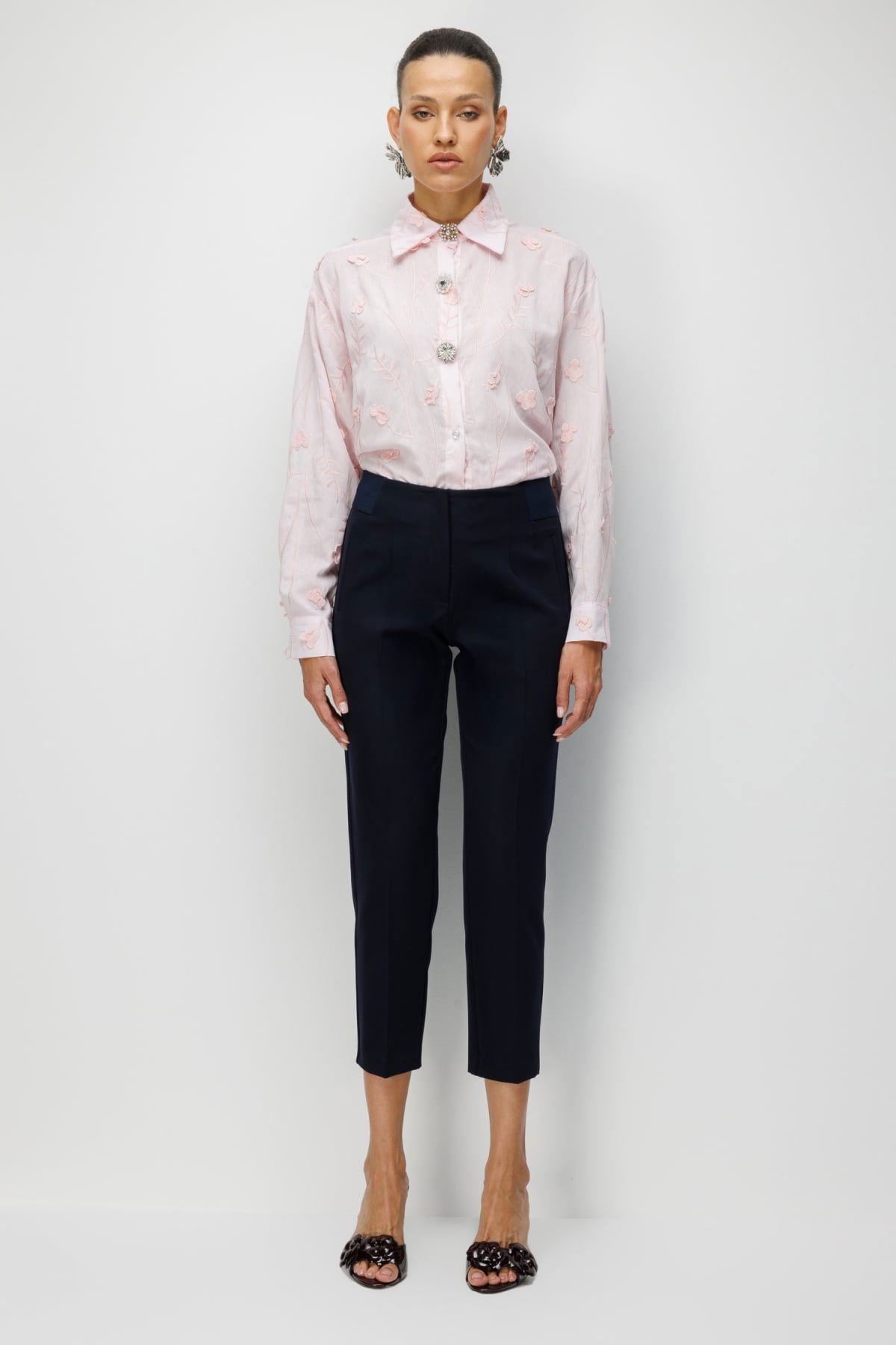 Ekol Kadın Kalın Lastikli Dar Paça Pantolon 4166 Lacivert - 2