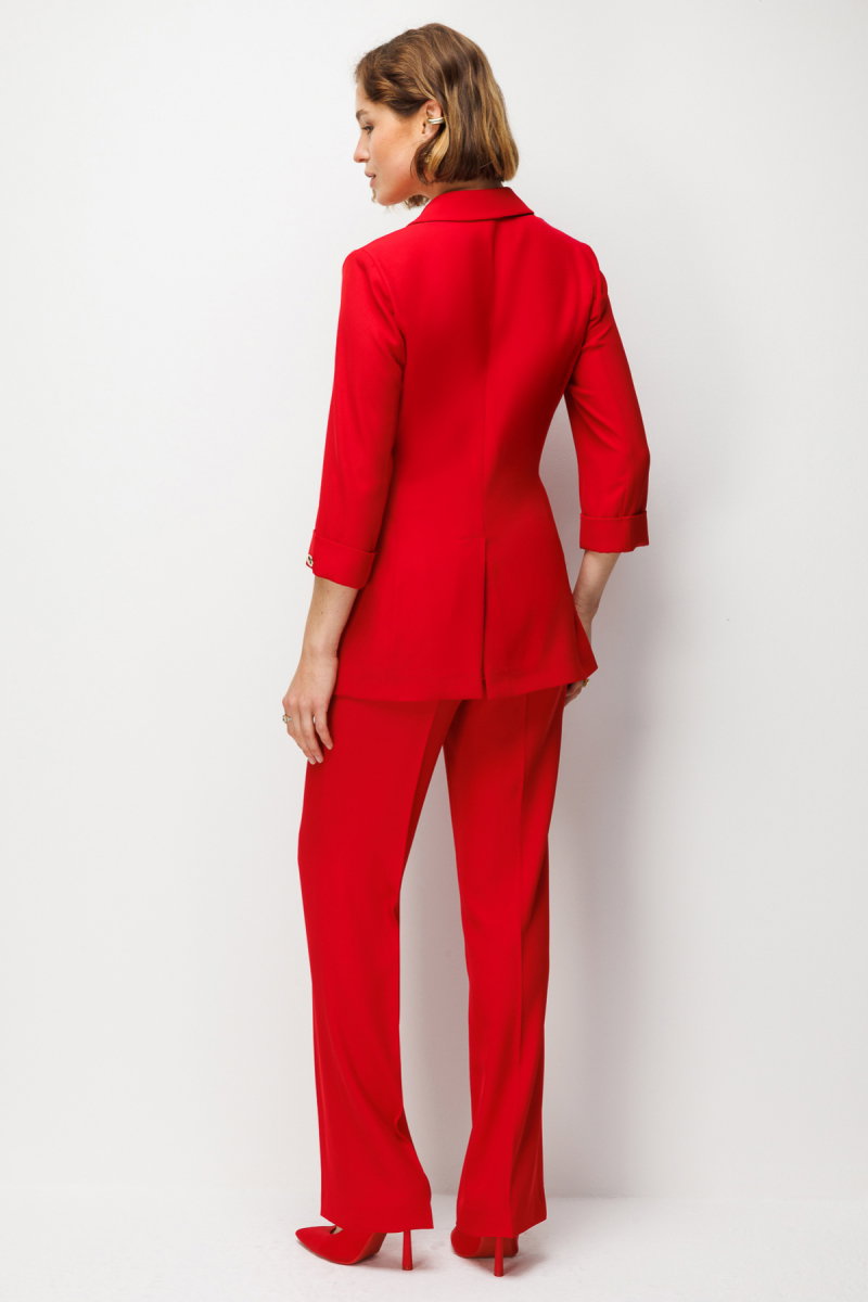 Ekol Kadın Kapak Cepli Duble Kol Ceket 1122 Kırmızı - 4