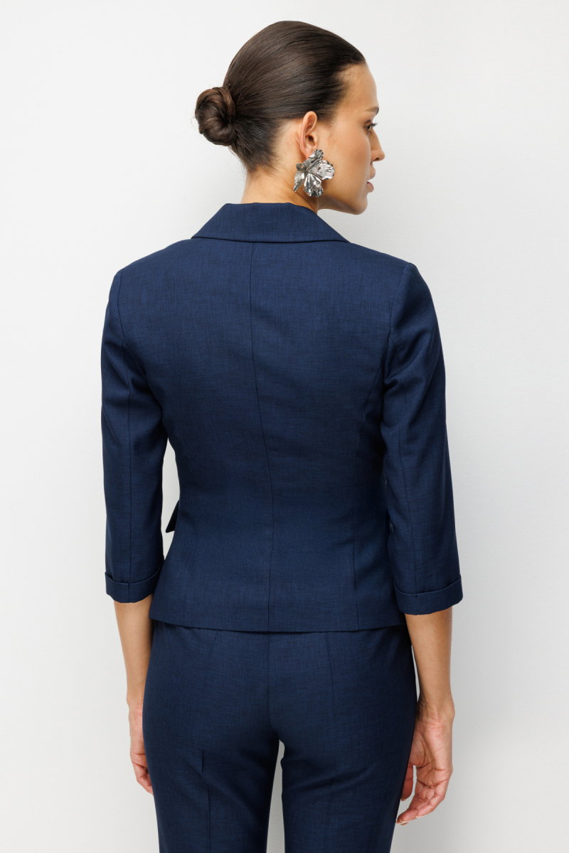 Ekol Kadın Kapak Cepli Duble Kol Ceket 1184 Lacivert - 4