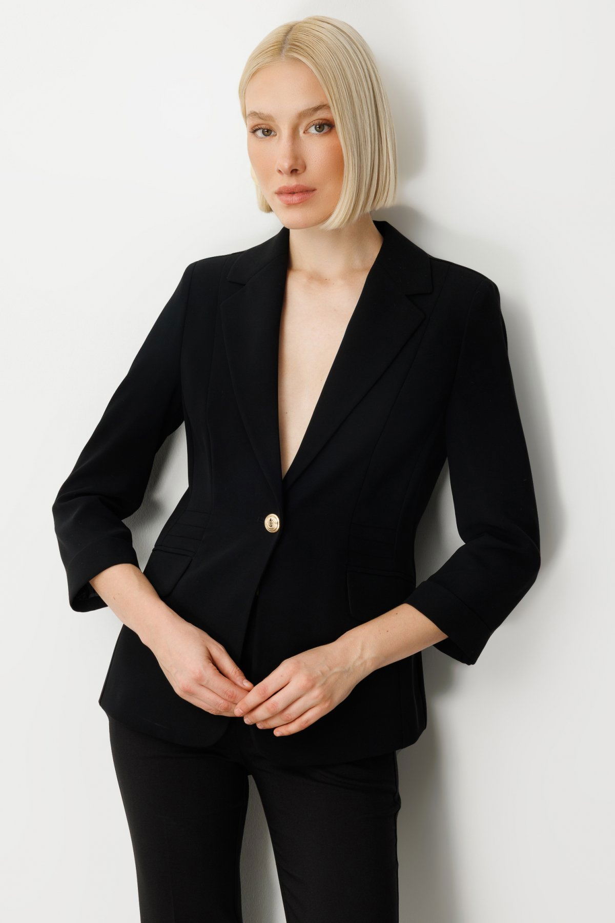 Ekol Kadın Kapak Cepli Duble Kol Ceket 5203 Siyah - 1