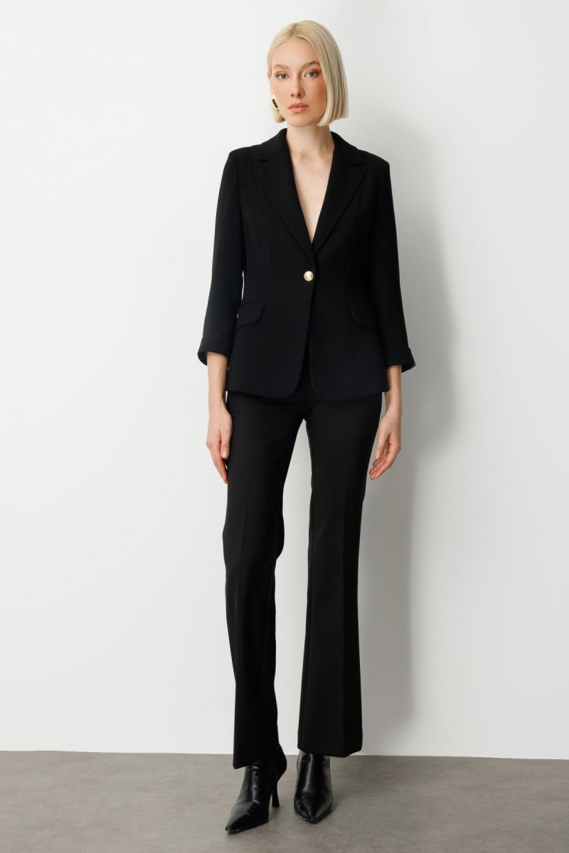 Ekol Kadın Kapak Cepli Duble Kol Ceket 5203 Siyah - 3