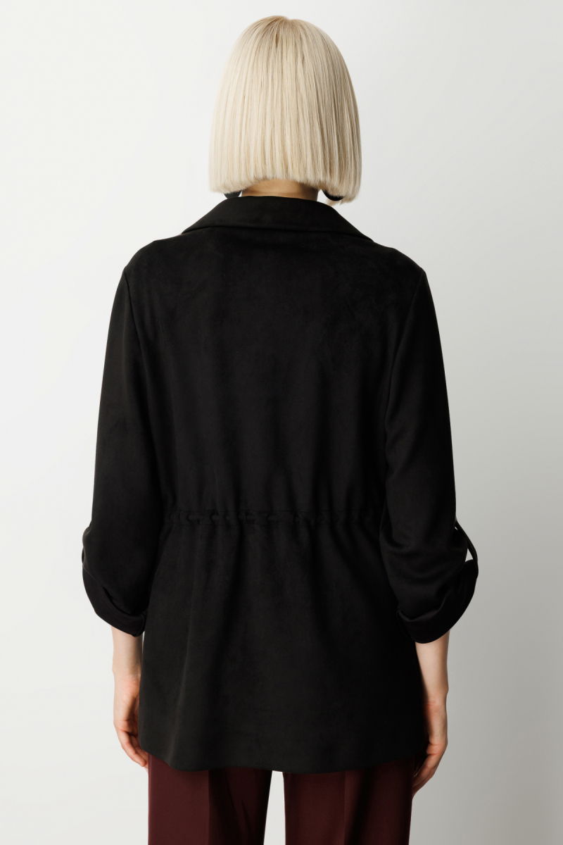 Ekol Kadın Kapak Cepli Güderi Ceket 5063 Siyah - 5