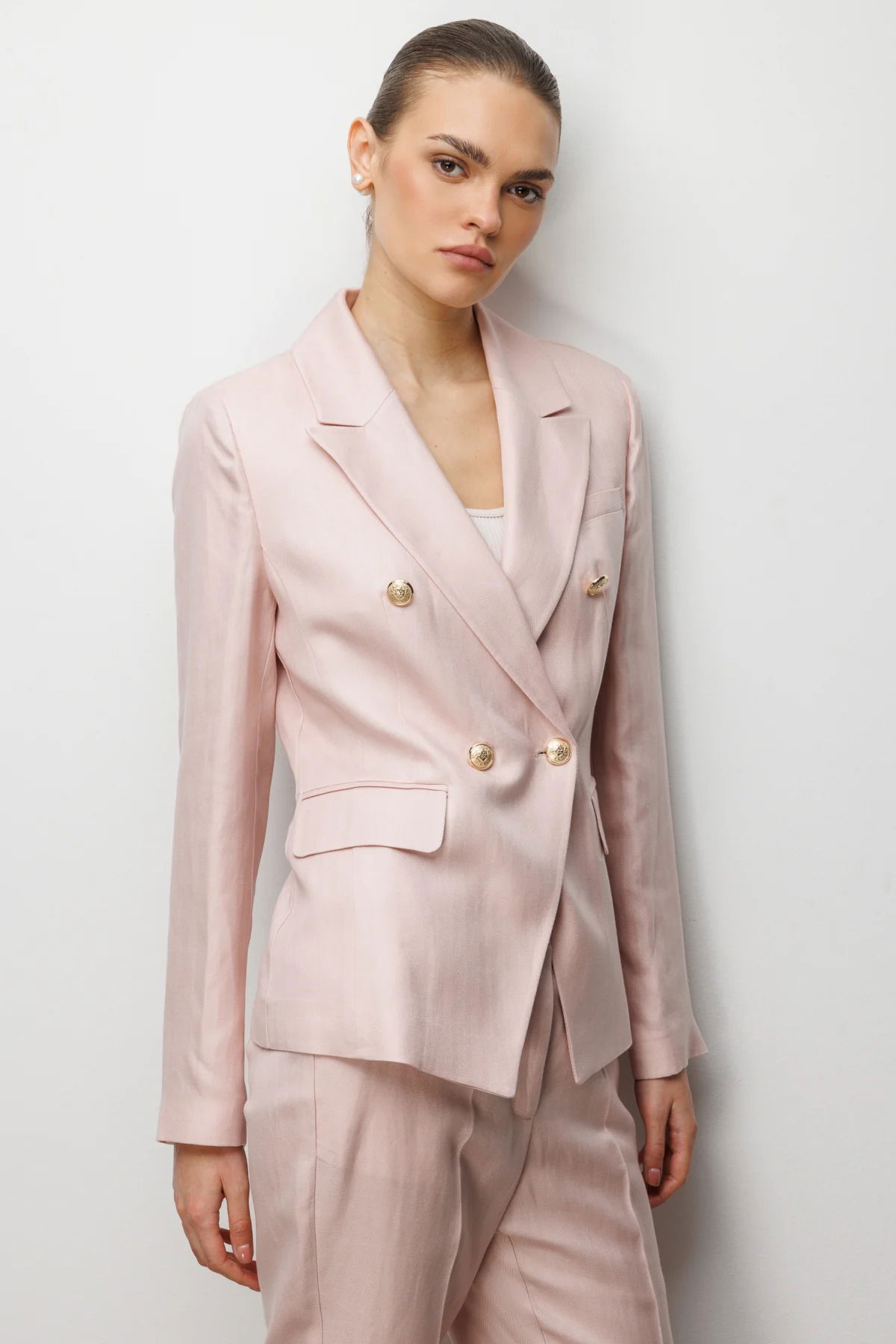 Ekol Kadın Kapak Cepli Kruvaze Yaka Ceket 1030 Pembe - 2