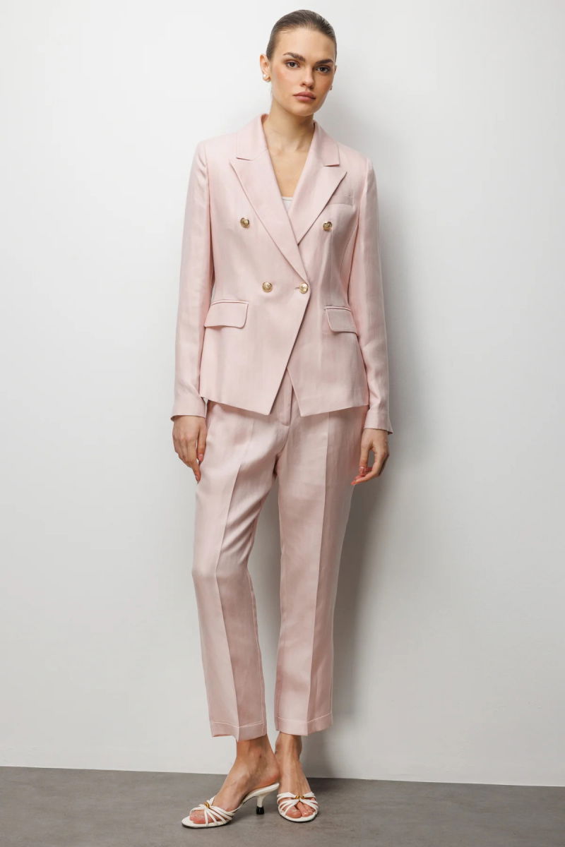 Ekol Kadın Kapak Cepli Kruvaze Yaka Ceket 1030 Pembe - 3