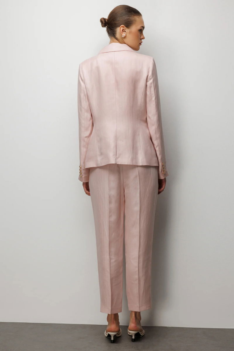 Ekol Kadın Kapak Cepli Kruvaze Yaka Ceket 1030 Pembe - 4