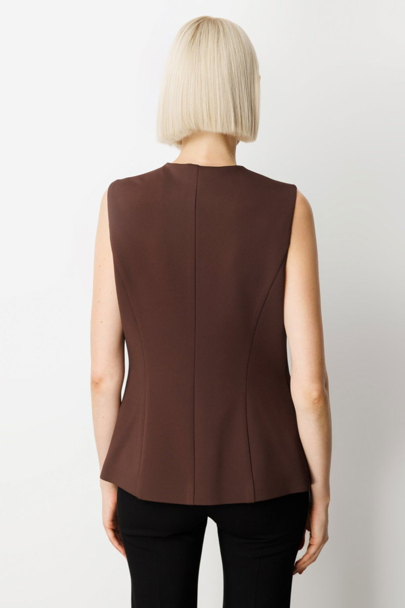 Ekol Kadın Kapak Cepli V Yaka Yelek 5037 Kahverengi - 4