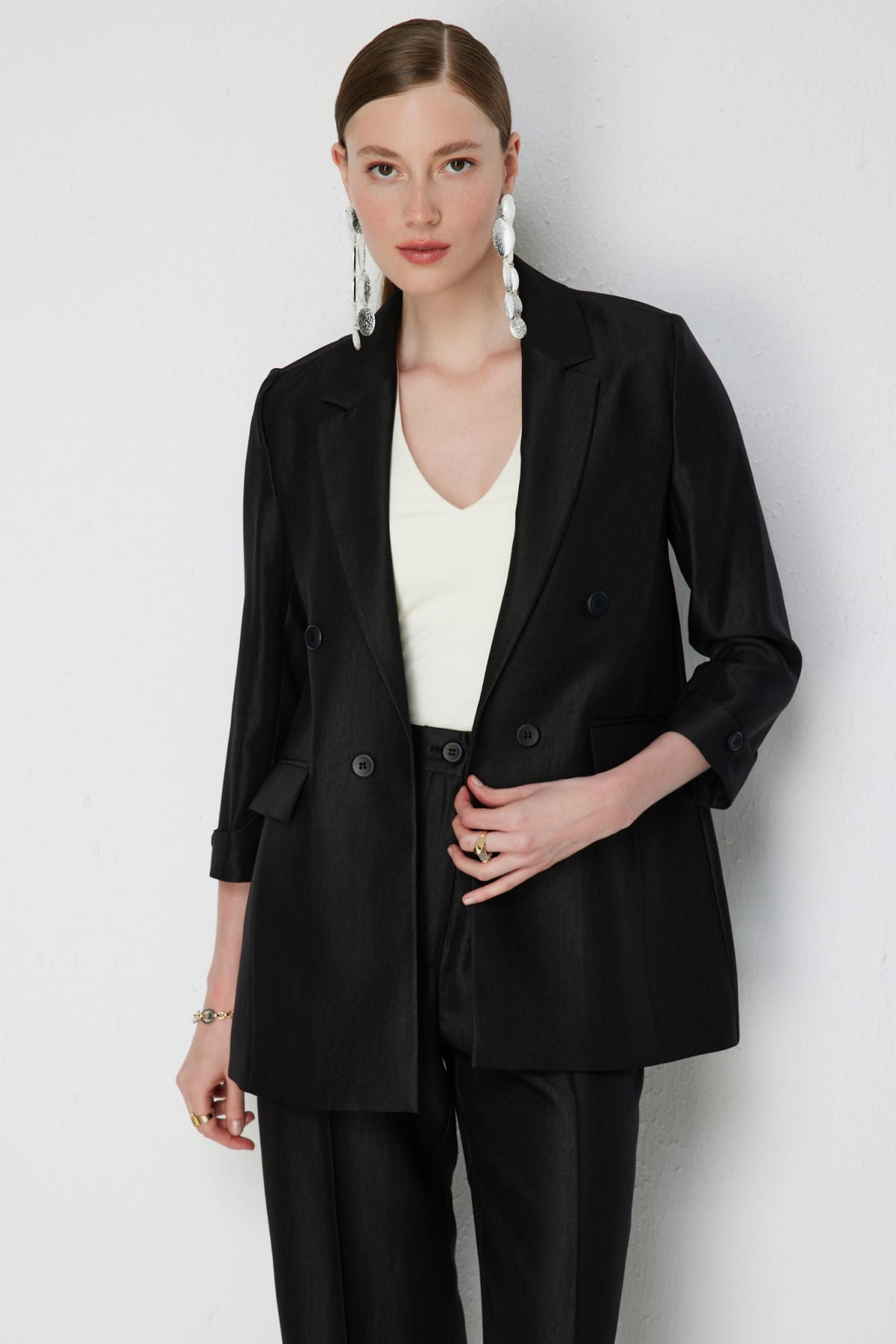 Ekol Kadın Kapak Cepli Vatkalı Ceket 1270 Siyah - 1