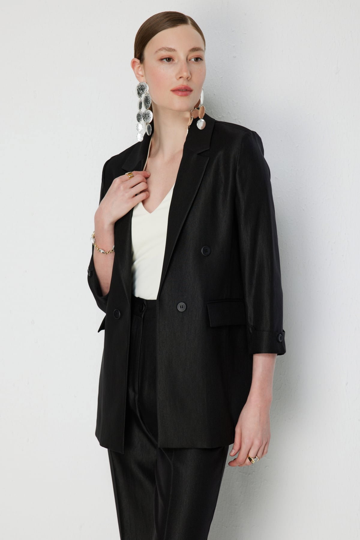 Ekol Kadın Kapak Cepli Vatkalı Ceket 1270 Siyah - 2