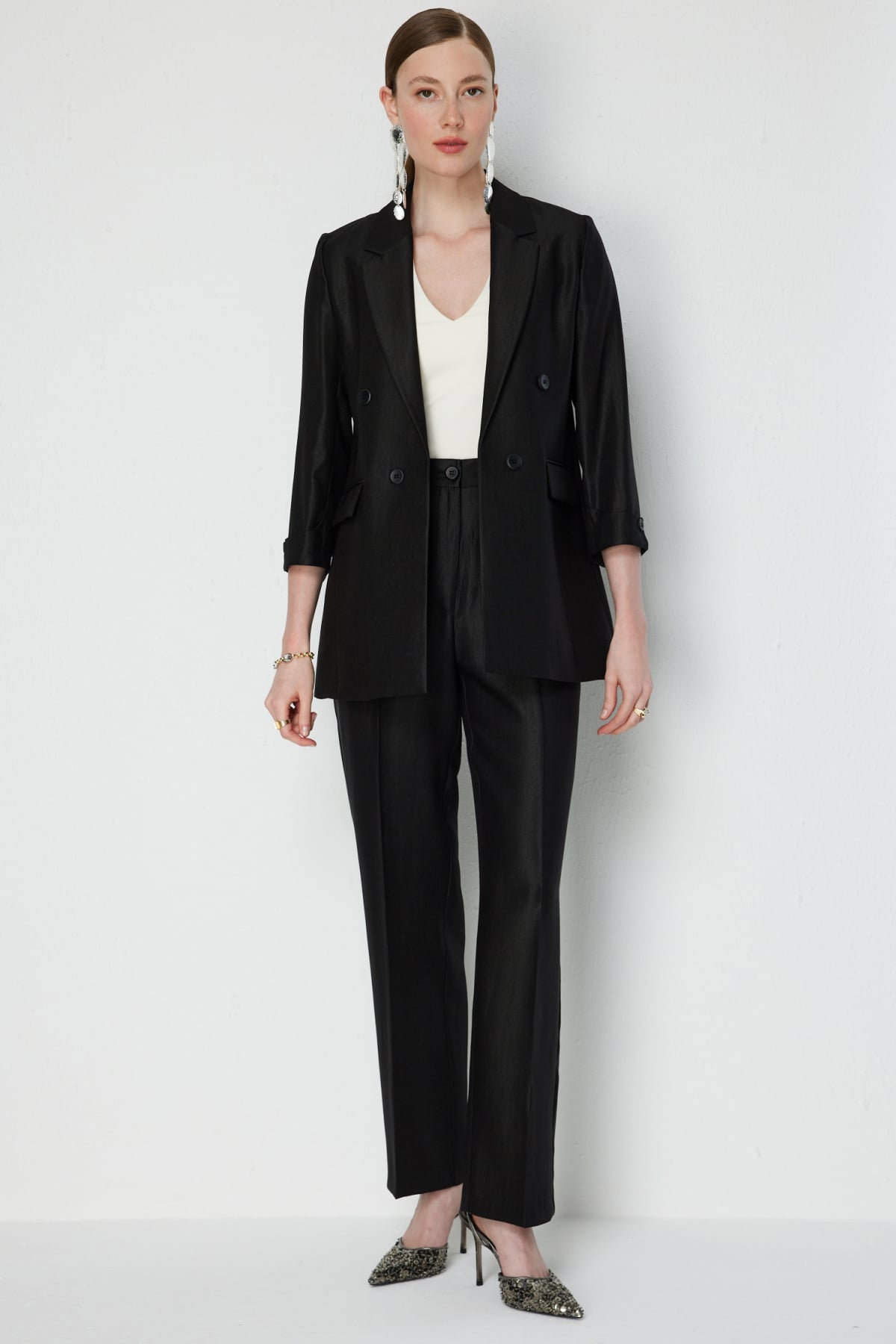 Ekol Kadın Kapak Cepli Vatkalı Ceket 1270 Siyah - 3