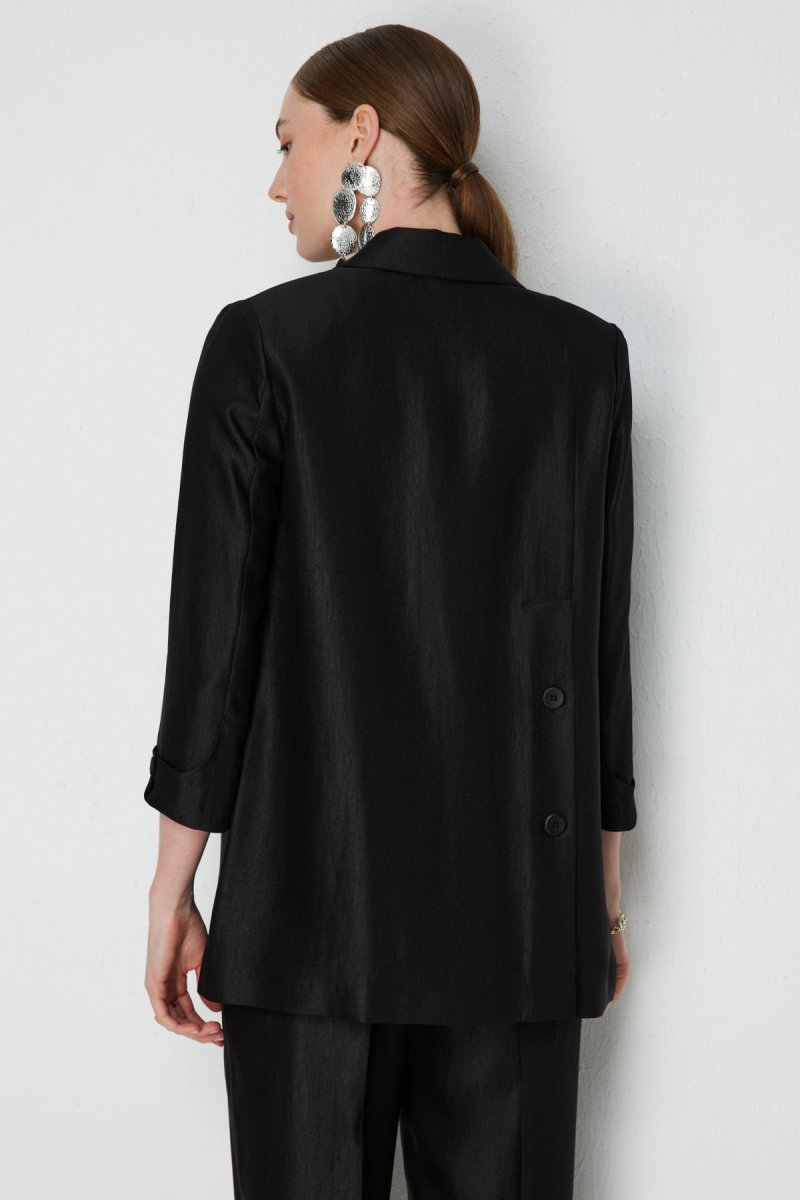 Ekol Kadın Kapak Cepli Vatkalı Ceket 1270 Siyah - 5