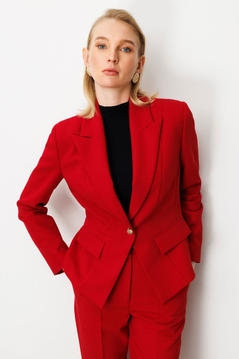 Ekol Kadın Kapak Cepli Vatkalı Ceket 5021 Kırmızı - Ekol