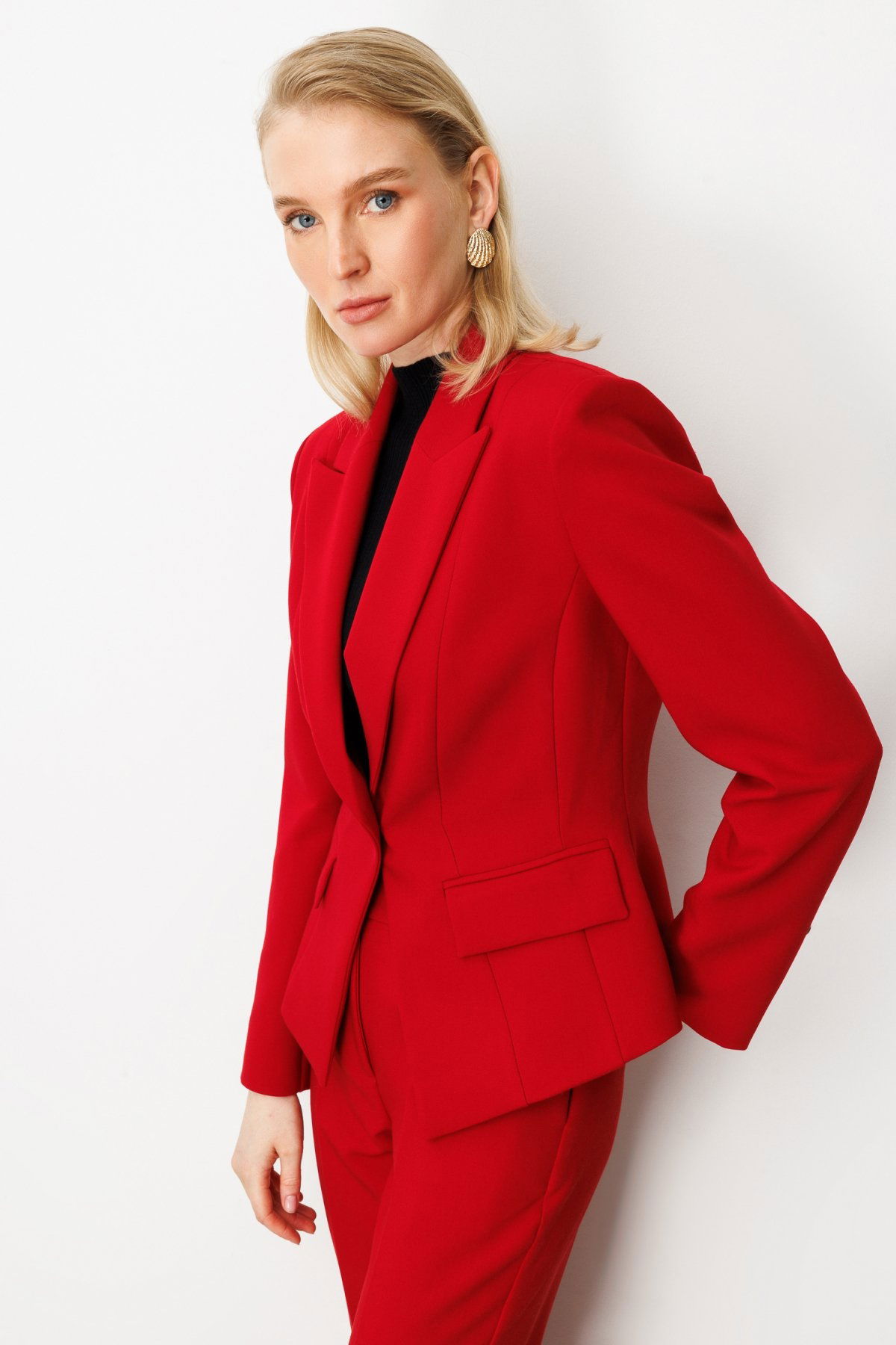 Ekol Kadın Kapak Cepli Vatkalı Ceket 5021 Kırmızı - 2