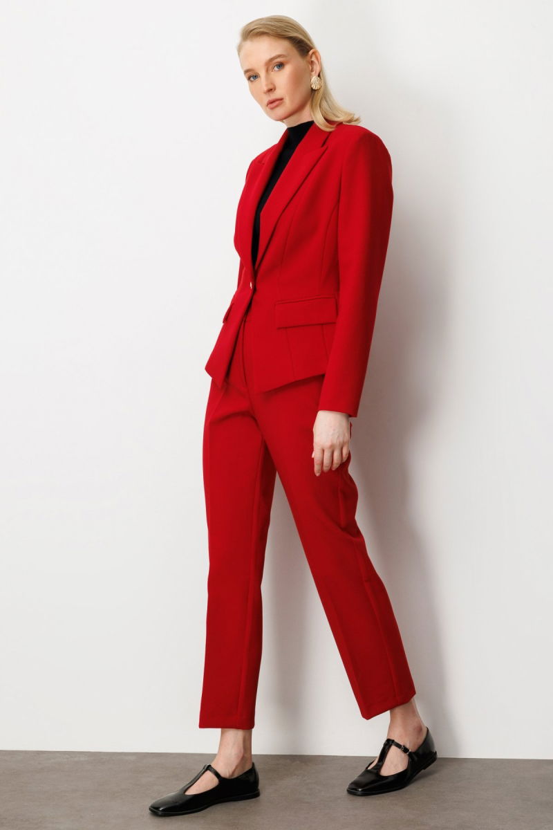 Ekol Kadın Kapak Cepli Vatkalı Ceket 5021 Kırmızı - 3