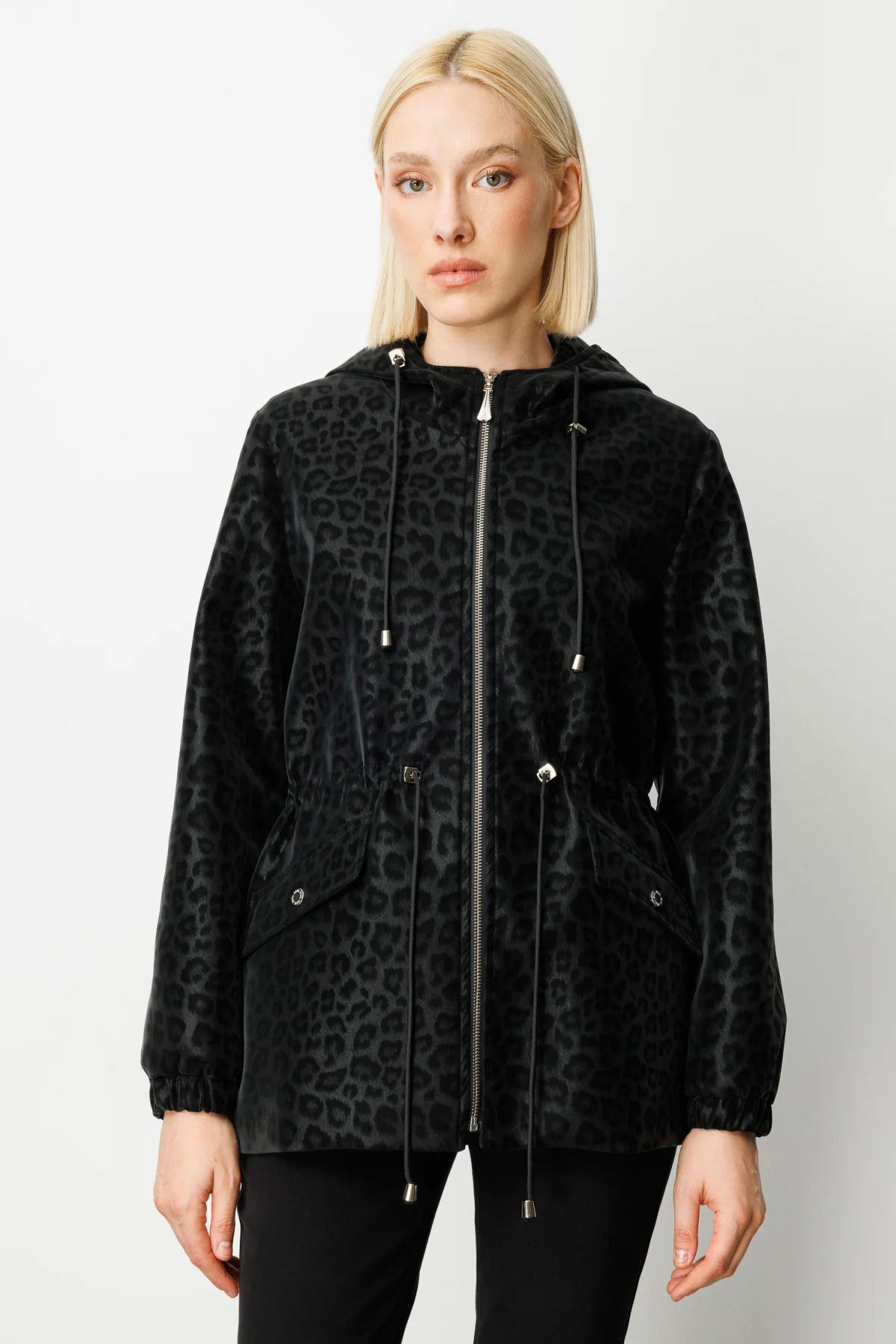 Ekol Kadın Kapüşonlu Kapak Cepli Trenç 7043 Black - 1