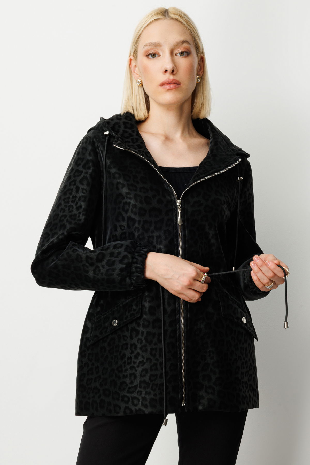 Ekol Kadın Kapüşonlu Kapak Cepli Trenç 7043 Black - 2