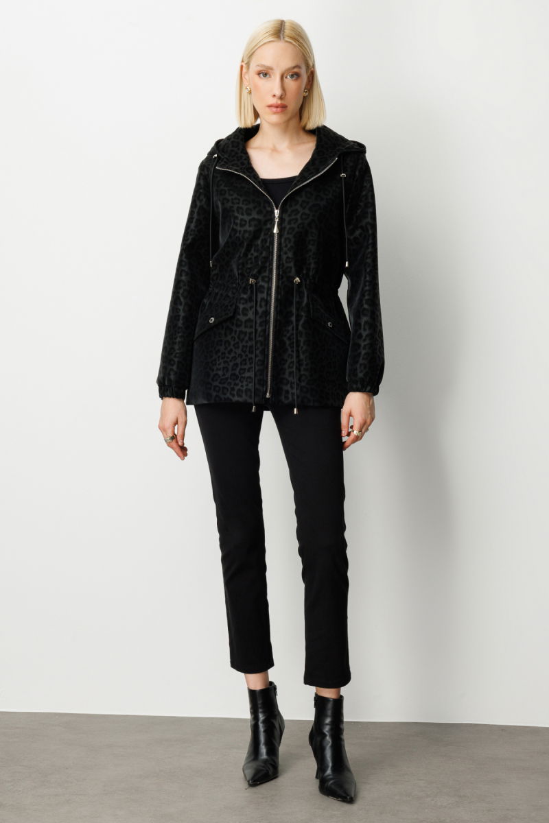 Ekol Kadın Kapüşonlu Kapak Cepli Trenç 7043 Black - 3