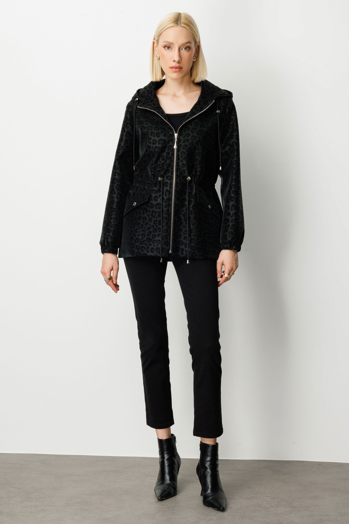 Ekol Kadın Kapüşonlu Kapak Cepli Trenç 7043 Black - 3