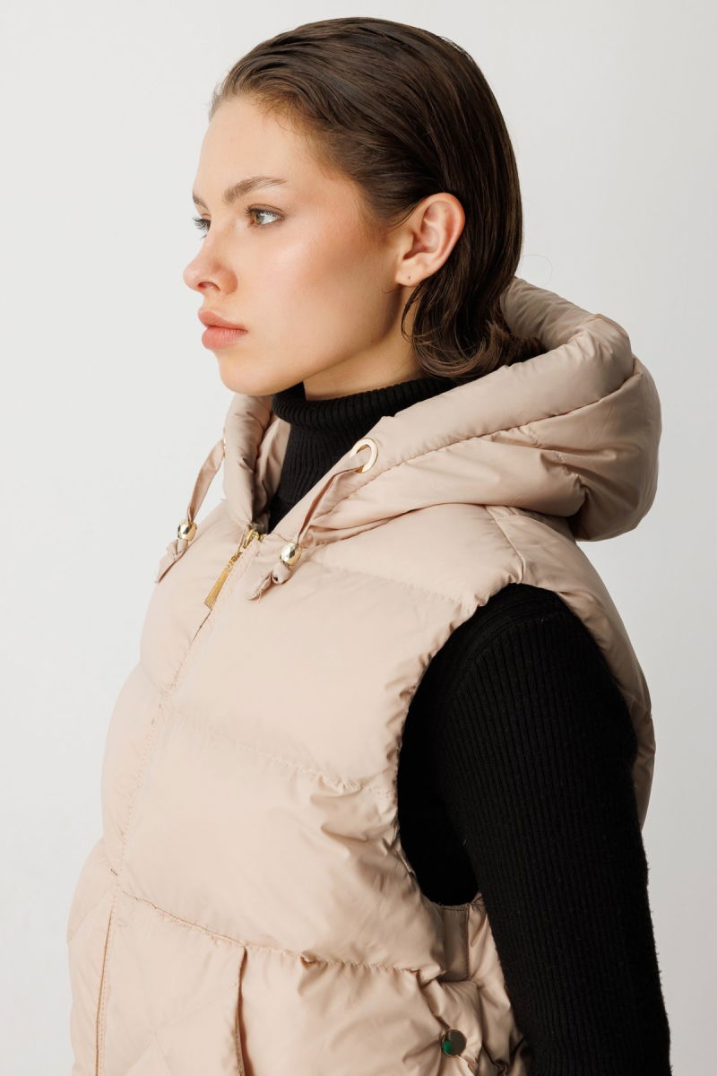 Ekol Kadın Kapüşonlu Şişme Yelek 8581 Bej - 2