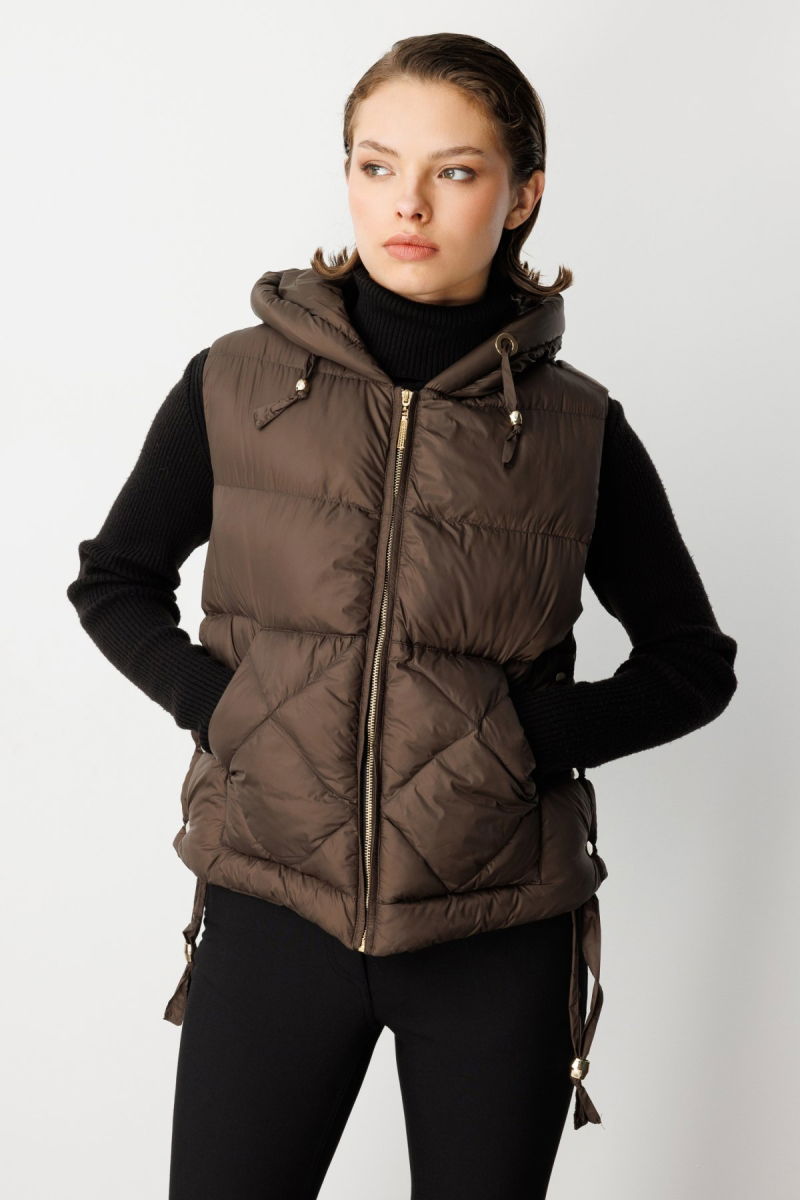 Ekol Kadın Kapüşonlu Şişme Yelek 8581 Haki - Ekol