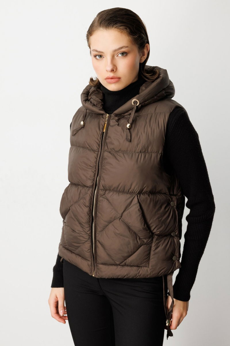 Ekol Kadın Kapüşonlu Şişme Yelek 8581 Haki - 2