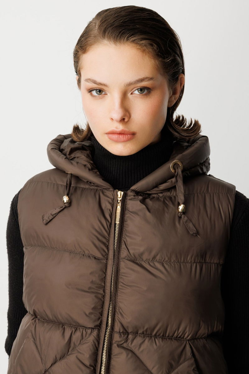 Ekol Kadın Kapüşonlu Şişme Yelek 8581 Haki - 3