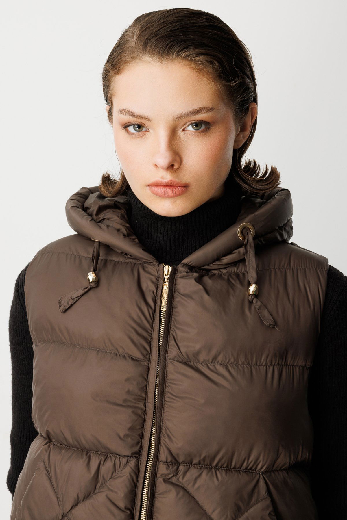 Ekol Kadın Kapüşonlu Şişme Yelek 8581 Haki - 3