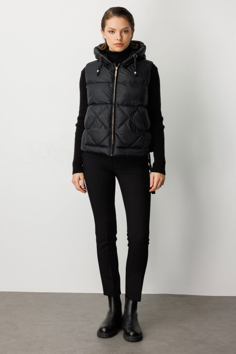 Ekol Kadın Kapüşonlu Şişme Yelek 8581 Siyah - 4