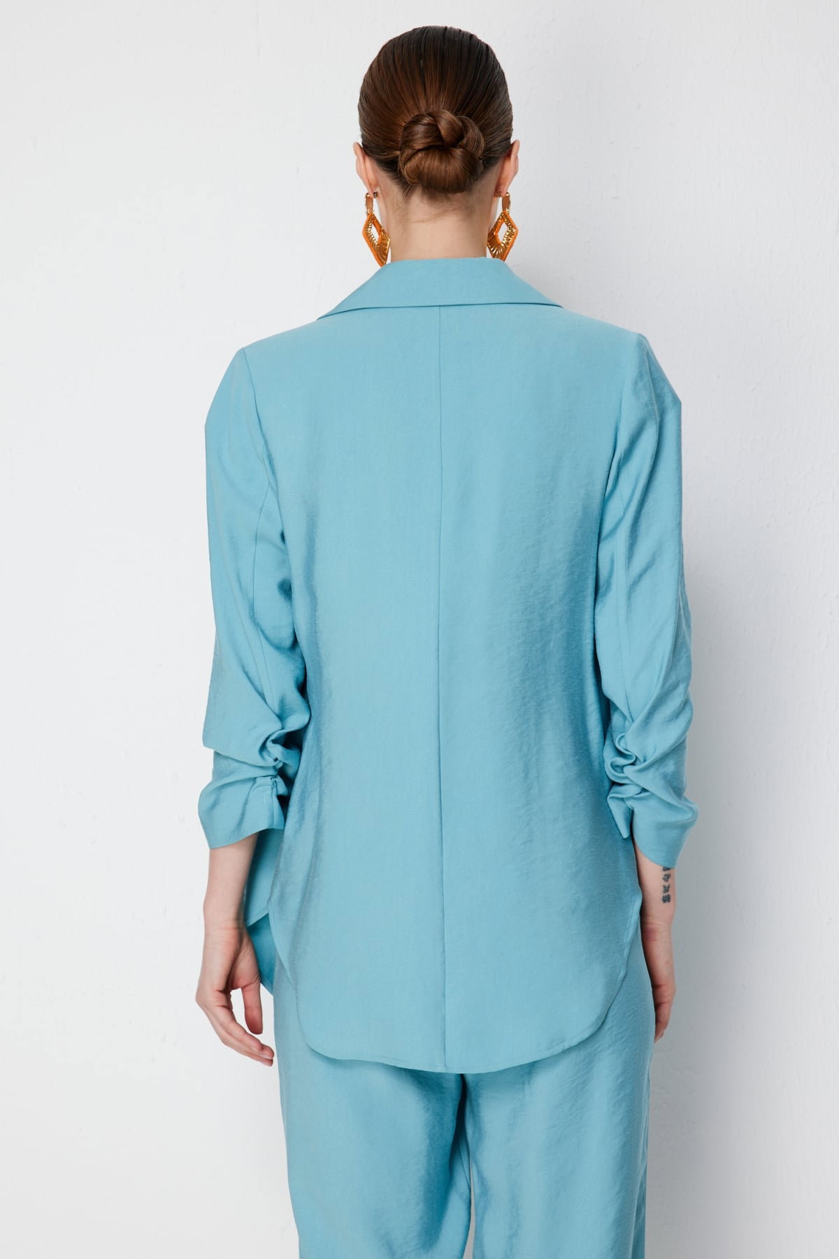 Ekol Kadın Kolları Büzgülü Yan Cepli Ceket 1202 Aqua - 4