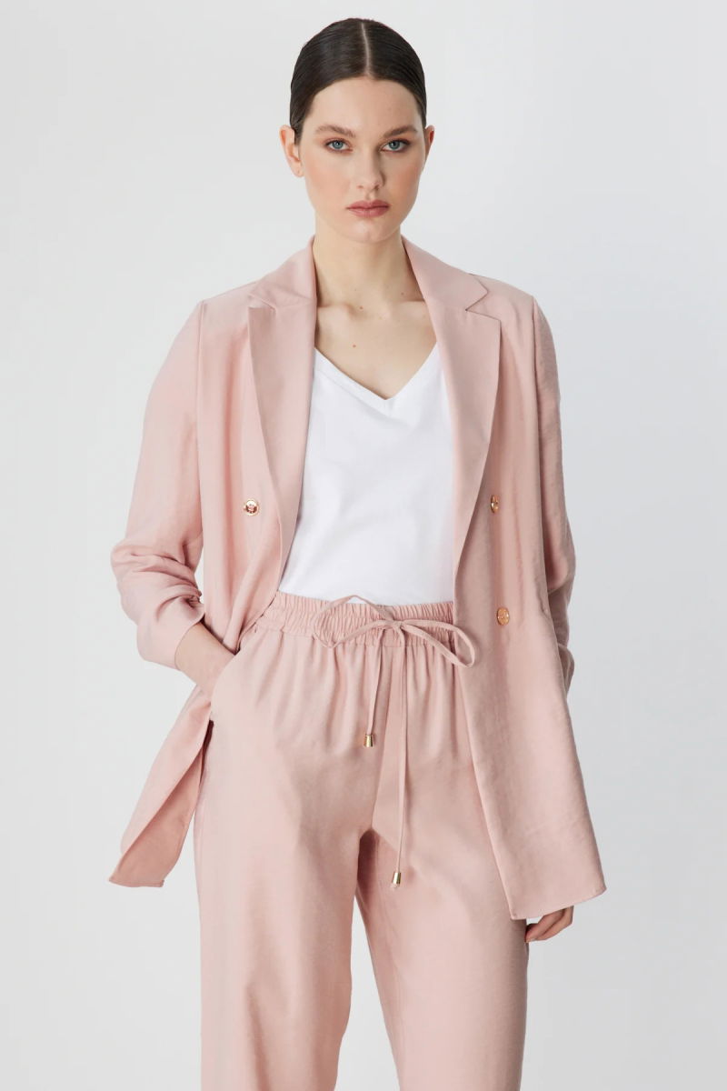 Ekol Kadın Kolları Büzgülü Yan Cepli Ceket 1202 Pudra - 2